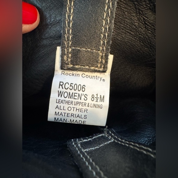 Rockin Country Women’s RC5006 Black Leather Cowboy Boots Size 8.5M - Picture 6 of 7